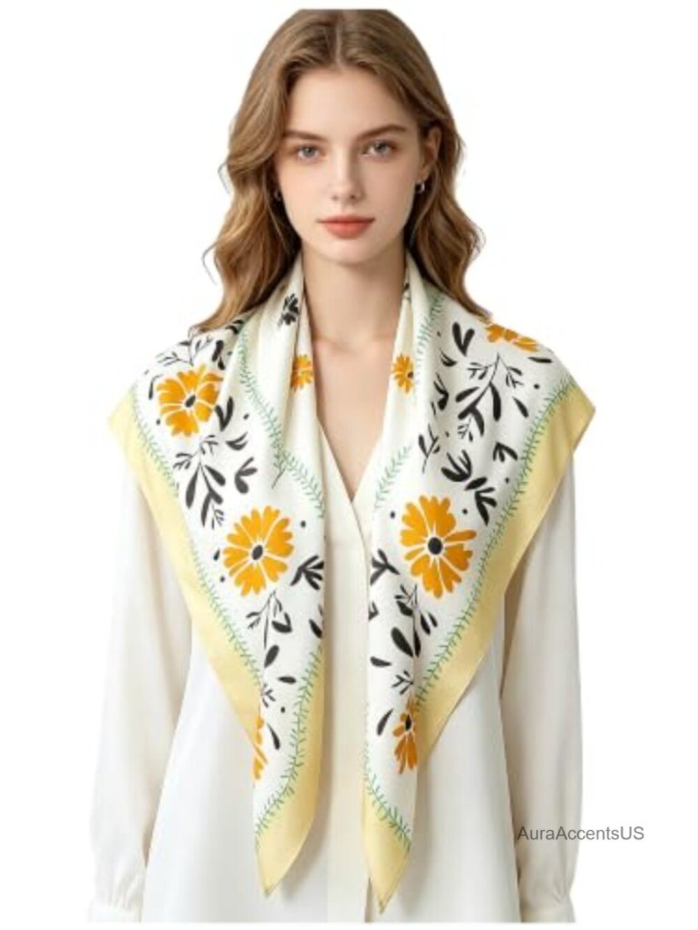 Polyester Satin Triangle Shawl Scarf Lightweight Women's Fashion Wrap 51x23.6in